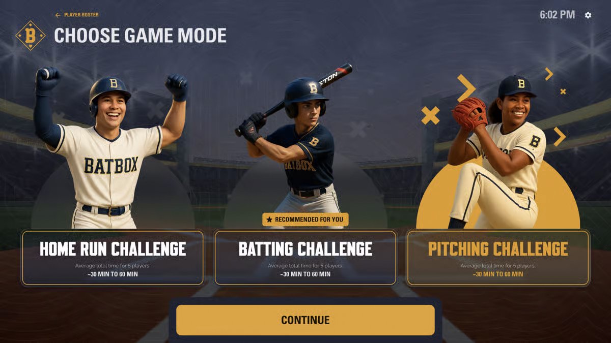 Baseball simulator game modes and challenges