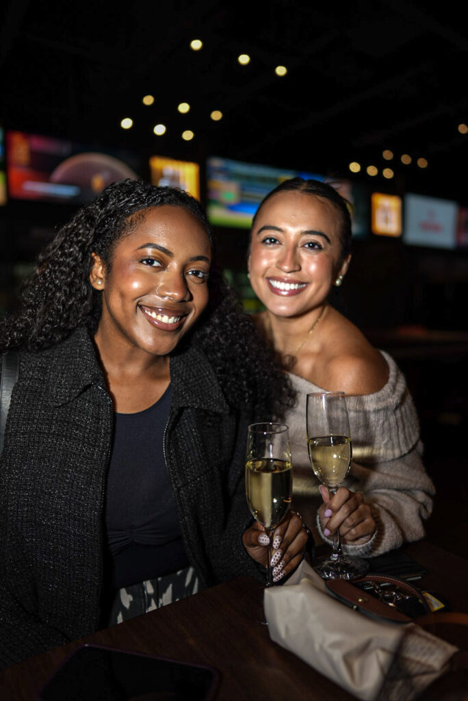 Girls night out with cocktails at Batbox Dallas baseball bar and sports entertainment venue